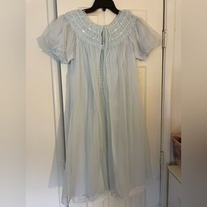 Light Blue Vintage 50s 60s Gotham Gold Stripe Peignoir Set